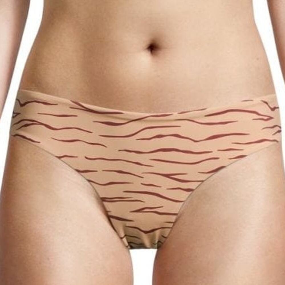 Onia Daisy Tiger Line Print Mob Wife Resort Bikini Bottoms Hazelnut Small